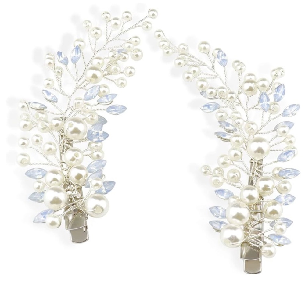 Elegant Silver Bridal Hair Clips with Pearls